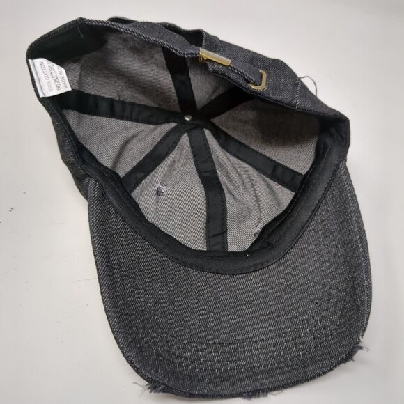 Unbranded Slideback Hat Black OSFA Adjustable Distressed 6 Panel Blank Cotton - Picture 7 of 8